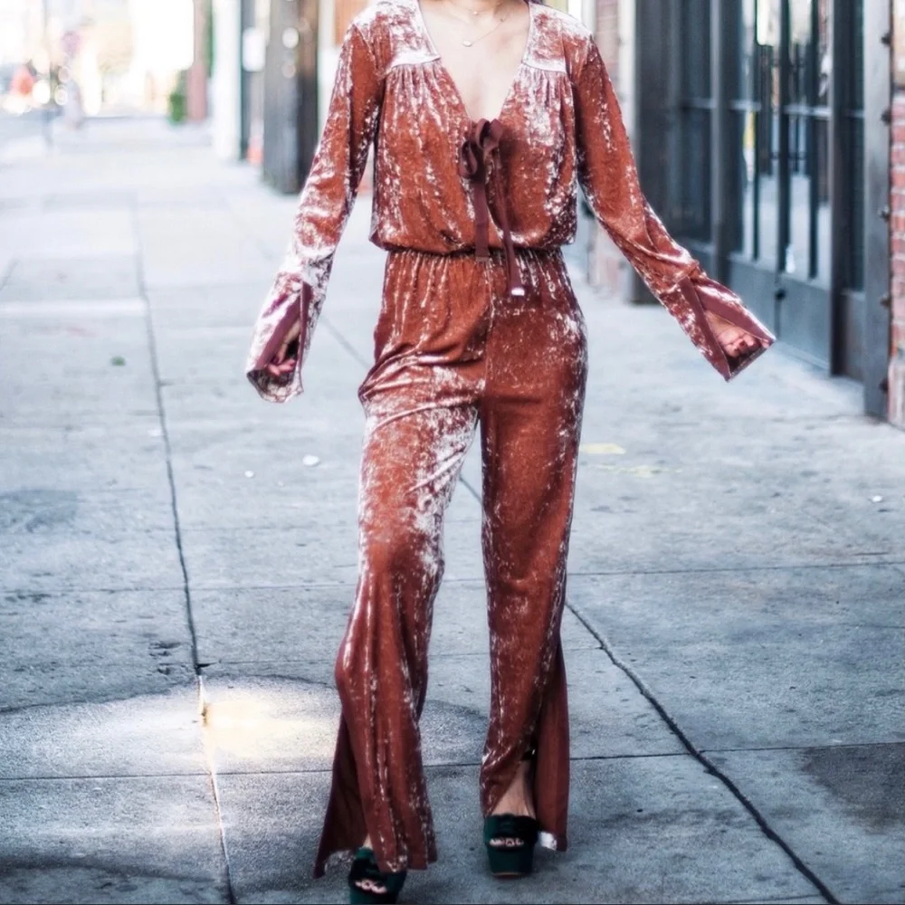 Hot as hell HAH velvet jumpsuit size S BD - Picture 1 of 11